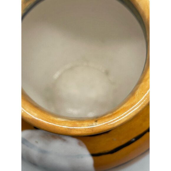 hand painted pottery vase bowling theme pins wood lane signed bottom white READ - Picture 5 of 5